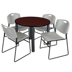 Regency Kee Round Versatile Breakroom Table with 4 Zeng Stack Chairs 36