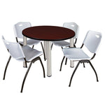 Regency Kee Round Versatile Breakroom Table with 4 M Stack Chairs 36