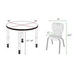Regency Kee Round Mobile Height Adjustable Classroom Table with 4 Andy Stack Chairs 36