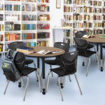 Regency Kee Round Mobile Height Adjustable Classroom Table with 4 Andy Stack Chairs 36