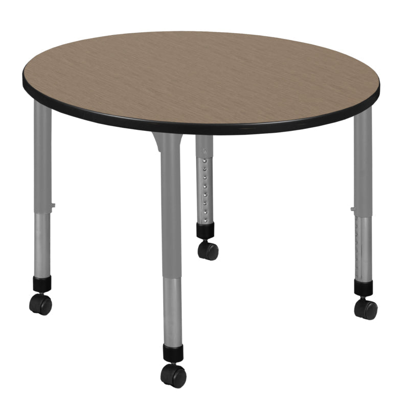 Regency Kee Round Mobile Height Adjustable Classroom Table 30"W x 30"D x 23" - 34"H (REG - TB36R) - SchoolOutlet