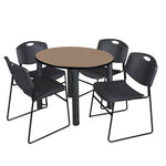 Regency Kee Round Versatile Breakroom Table with 4 Zeng Stack Chairs 36