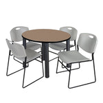 Regency Kee Round Versatile Breakroom Table with 4 Zeng Stack Chairs 36