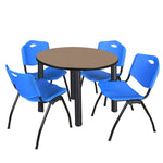 Regency Kee Round Versatile Breakroom Table with 4 M Stack Chairs 36