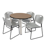 Regency Kee Round Versatile Breakroom Table with 4 Zeng Stack Chairs 36