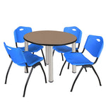 Regency Kee Round Versatile Breakroom Table with 4 M Stack Chairs 36