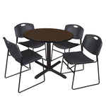 Regency Cain Round X Base Breakroom Table and Zeng Stack Chairs 36