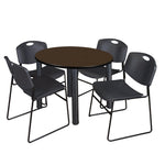Regency Kee Round Versatile Breakroom Table with 4 Zeng Stack Chairs 36