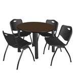 Regency Kee Round Versatile Breakroom Table with 4 M Stack Chairs 36