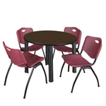 Regency Kee Round Versatile Breakroom Table with 4 M Stack Chairs 36