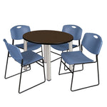 Regency Kee Round Versatile Breakroom Table with 4 Zeng Stack Chairs 36