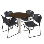 Regency Kee Round Versatile Breakroom Table with 4 Zeng Stack Chairs 36