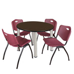 Regency Kee Round Versatile Breakroom Table with 4 M Stack Chairs 36