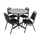 Regency Cain Round X Base Breakroom Table and 4 Restaurant Stack Chairs 36