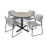 Regency Cain Round X Base Breakroom Table and Zeng Stack Chairs 36