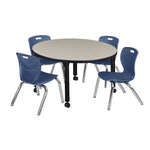 Regency Kee 36 in. Round Adjustable Classroom Table & 4 Andy 12 in. Stack Chairs - SchoolOutlet