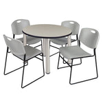 Regency Kee Round Versatile Breakroom Table with 4 Zeng Stack Chairs 36