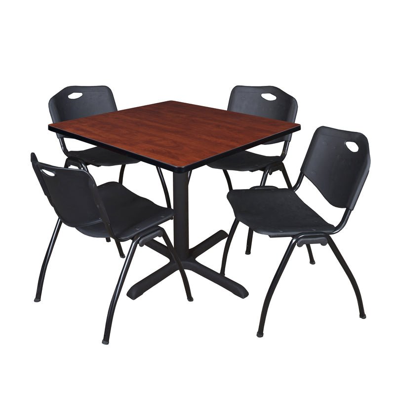 Regency Cain Square Breakroom Table with X - Base and 4 M Stack Chairs 42"W x 42"D x 29"H (REG - TB4242 - 47) - SchoolOutlet
