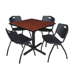 Regency Cain Square Breakroom Table with X - Base and 4 M Stack Chairs 42
