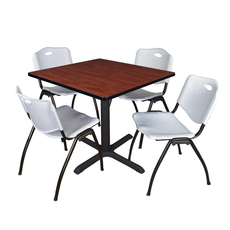 Regency Cain Square Breakroom Table with X - Base and 4 M Stack Chairs 42"W x 42"D x 29"H (REG - TB4242 - 47) - SchoolOutlet