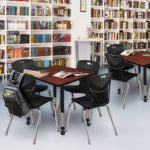 Regency Kee Square Mobile Adjustable Classroom Table and 4 Andy Stack Chairs 42