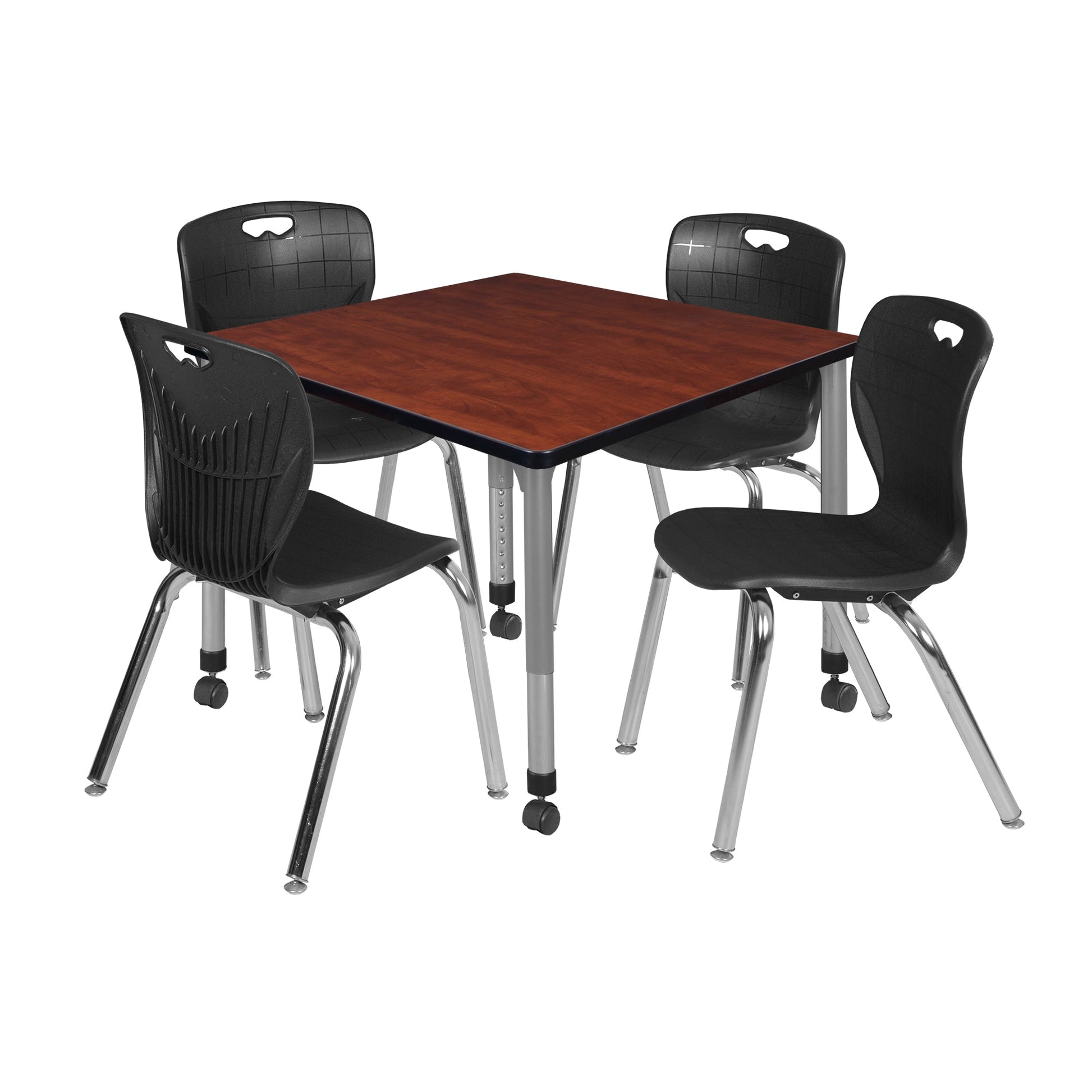 Regency Kee 42 in. Square Adjustable Classroom Table & 4 Andy 18 in. Stack Chairs - SchoolOutlet