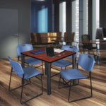 Regency Kee Square Breakroom Table with Post Legs and 4 Zeng Stack Chairs 42