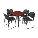 Regency Kee Square Breakroom Table with Post Legs and 4 Zeng Stack Chairs 42