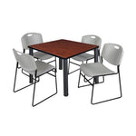 Regency Kee Square Breakroom Table with Post Legs and 4 Zeng Stack Chairs 42