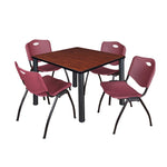 Regency Kee Square Breakroom Table with Post Legs and 4 M Stack Chairs 42