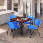 Regency Kee Square Breakroom Table with Post Legs and 4 M Stack Chairs 42