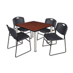 Regency Kee Square Breakroom Table with Post Legs and 4 Zeng Stack Chairs 42