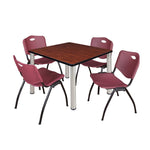 Regency Kee Square Breakroom Table with Post Legs and 4 M Stack Chairs 42