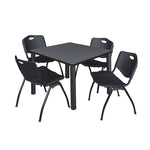 Regency Kee Square Breakroom Table with Post Legs and 4 M Stack Chairs 42