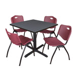 Regency Cain Square Breakroom Table with X - Base and 4 M Stack Chairs 42