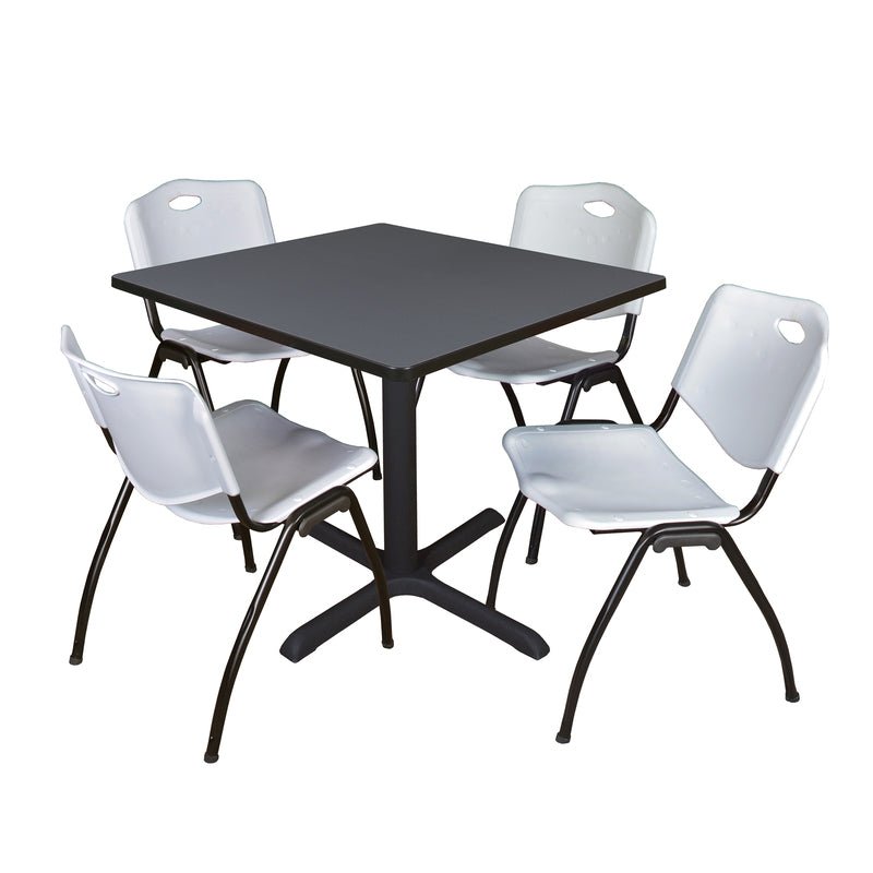 Regency Cain Square Breakroom Table with X - Base and 4 M Stack Chairs 42"W x 42"D x 29"H (REG - TB4242 - 47) - SchoolOutlet