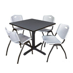 Regency Cain Square Breakroom Table with X - Base and 4 M Stack Chairs 42