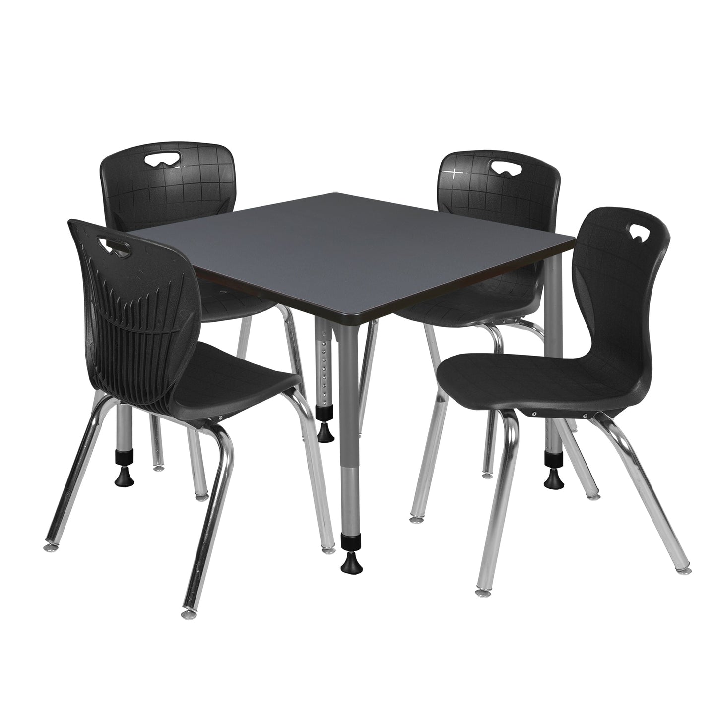 Regency Kee 42 in. Square Adjustable Classroom Table & 4 Andy 18 in. Stack Chairs - SchoolOutlet