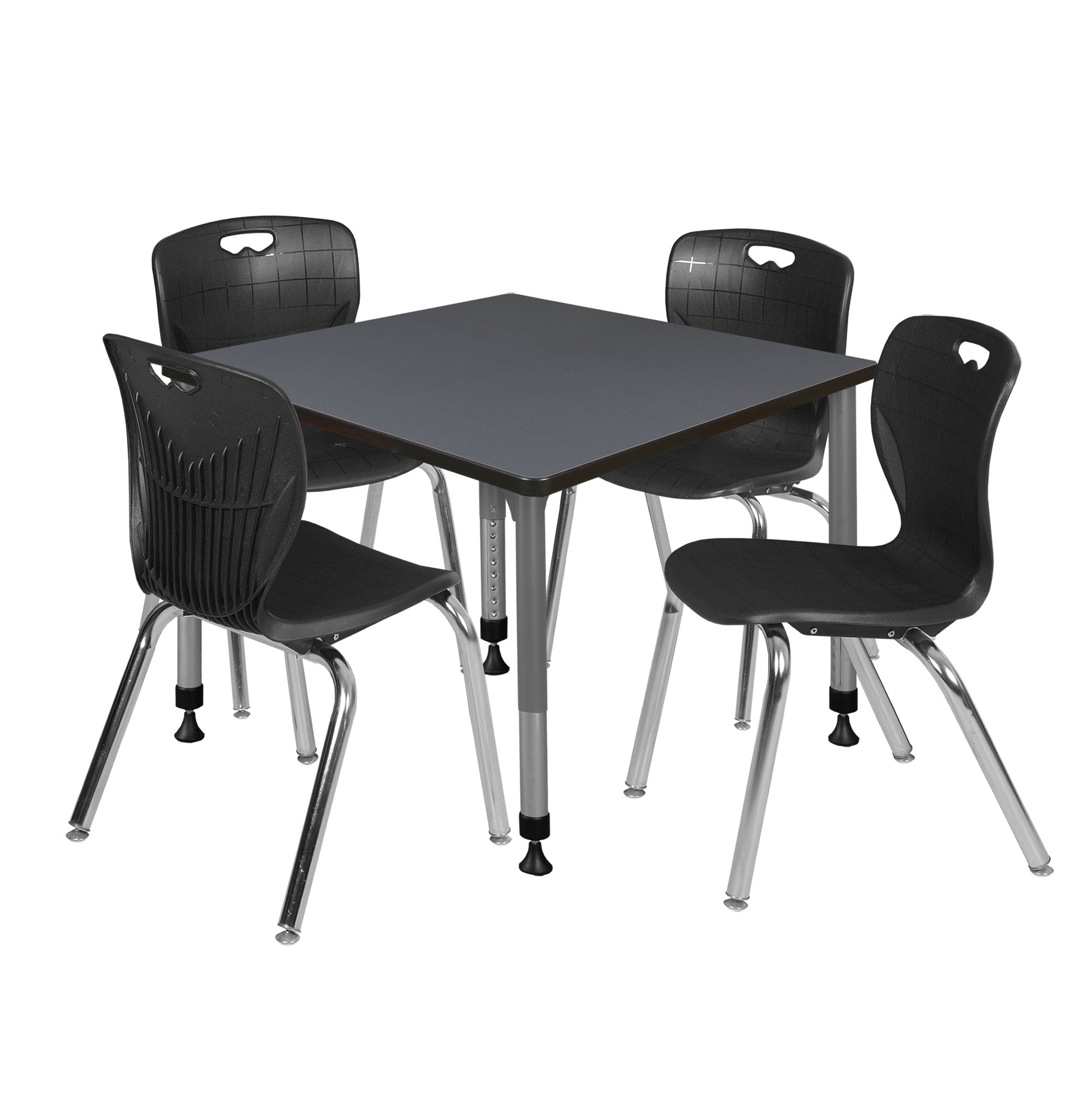 Regency Kee 42 in. Square Adjustable Classroom Table & 4 Andy 18 in. Stack Chairs - SchoolOutlet
