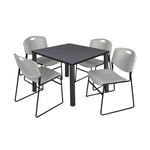 Regency Kee Square Breakroom Table with Post Legs and 4 Zeng Stack Chairs 42