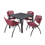 Regency Kee Square Breakroom Table with Post Legs and 4 M Stack Chairs 42