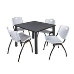 Regency Kee Square Breakroom Table with Post Legs and 4 M Stack Chairs 42