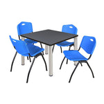 Regency Kee Square Breakroom Table with Post Legs and 4 M Stack Chairs 42