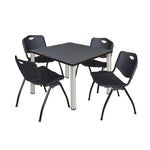 Regency Kee Square Breakroom Table with Post Legs and 4 M Stack Chairs 42
