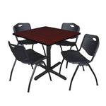 Regency Cain Square Breakroom Table with X - Base and 4 M Stack Chairs 42