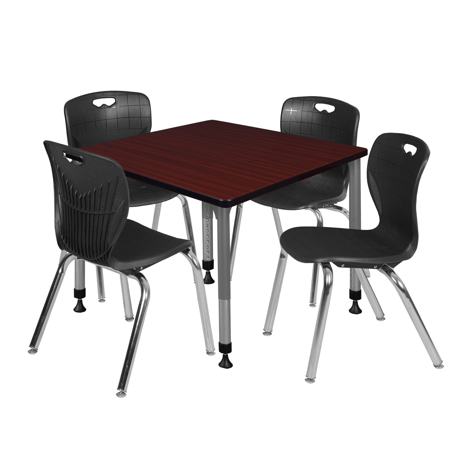 Regency Kee 42 in. Square Adjustable Classroom Table & 4 Andy 18 in. Stack Chairs - SchoolOutlet