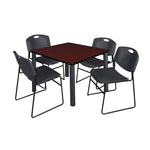 Regency Kee Square Breakroom Table with Post Legs and 4 Zeng Stack Chairs 42