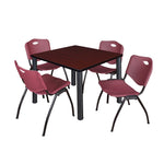 Regency Kee Square Breakroom Table with Post Legs and 4 M Stack Chairs 42