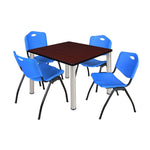 Regency Kee Square Breakroom Table with Post Legs and 4 M Stack Chairs 42