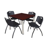 Regency Kee Square Breakroom Table with Post Legs and 4 M Stack Chairs 42